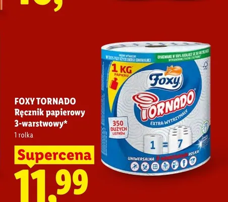 Ręcznik papierowy Foxy Tornado 3-warstwowy promocja w Lidl
