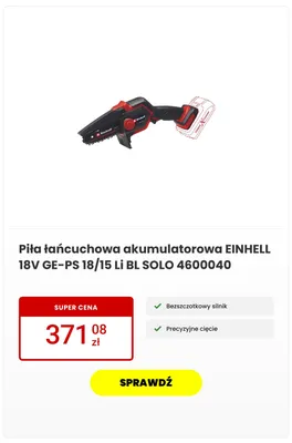 Piła łańcuchowa akumulatorowa EINHELL GE-PS 18/15 Li BL Solo promocja w Media Expert