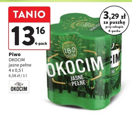 Piwo jasne pełne 4-pack promocja w Intermarche