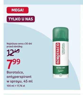 Antyperspirant w sprayu Borotalco Original promocja w Rossmann