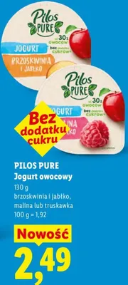 Jogurt owocowy Pilos Pure truskawka promocja w Lidl
