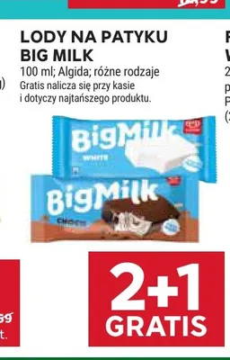 Lody na patyku Big Milk promocja w Stokrotka
