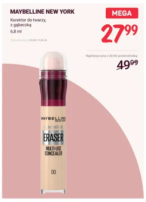 Korektor do twarzy z gąbeczką Maybelline New York promocja w Rossmann