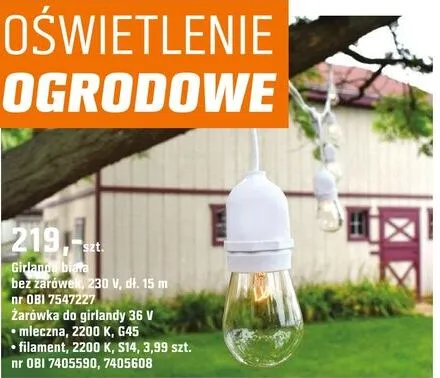 Girlanda ogrodowa filament bez żarówek 30V dł. 15m promocja w OBI