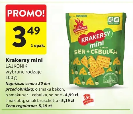 Krakersy mini Lajkonik smak bruschetta promocja w Intermarche