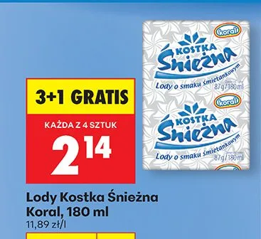 Lody o smaku śmietankowym Kostka Śnieżna promocja w Biedronka