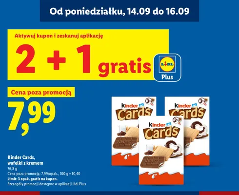 Wafelki z kremem Kinder Cards promocja w Lidl