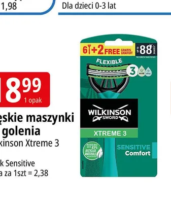 Męskie maszynki do golenia Wilkinson Xtreme 3 Sensitive Comfort promocja w Leclerc