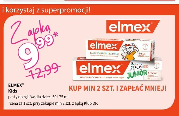 Pasta do zębów dla dzieci Elmex Junior promocja w Drogerie Polskie