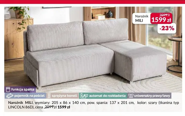 Narożnik MILI promocja w Salony Agata