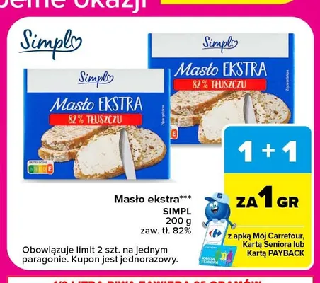 Masło ekstra Simpl promocja w Carrefour