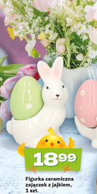 Figurka ceramiczna zajączek z jajkiem promocja w Twój Market