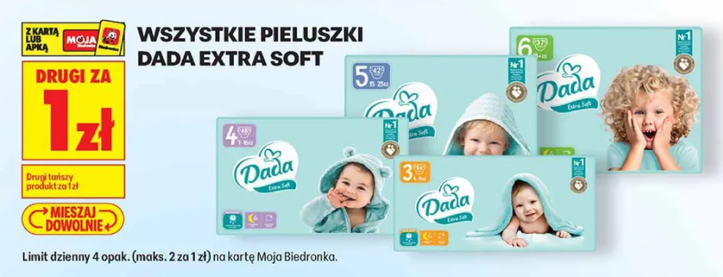 Pieluszki Dada Extra Soft promocja w Biedronka