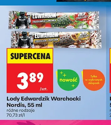 Lody Edwardzik Warchocki Truskawka i Limonka Nordis promocja w Biedronka