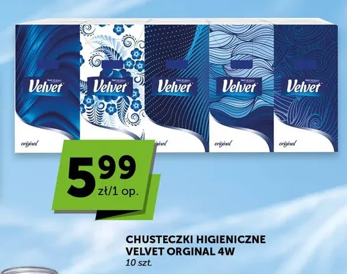 Chusteczki higieniczne Velvet Original 4W 10-pak promocja w Groszek
