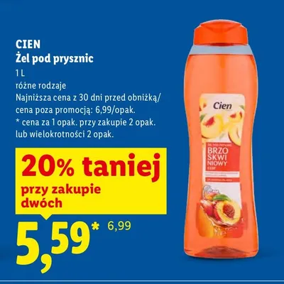 Żel pod prysznic różne rodzaje Cien promocja w Lidl