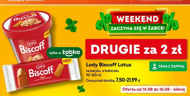 Lody Biscoff Lotus w kubeczku promocja w Żabka