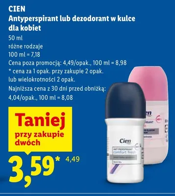 Antyperspirant lub dezodorant w kulce dla kobiet cien promocja w Lidl