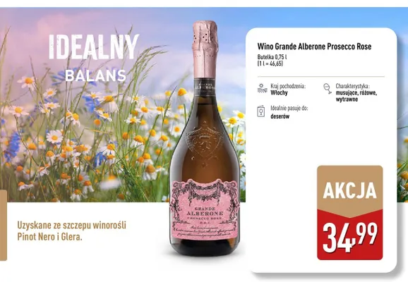 Wino Grande Alberone Prosecco Rose promocja w Aldi