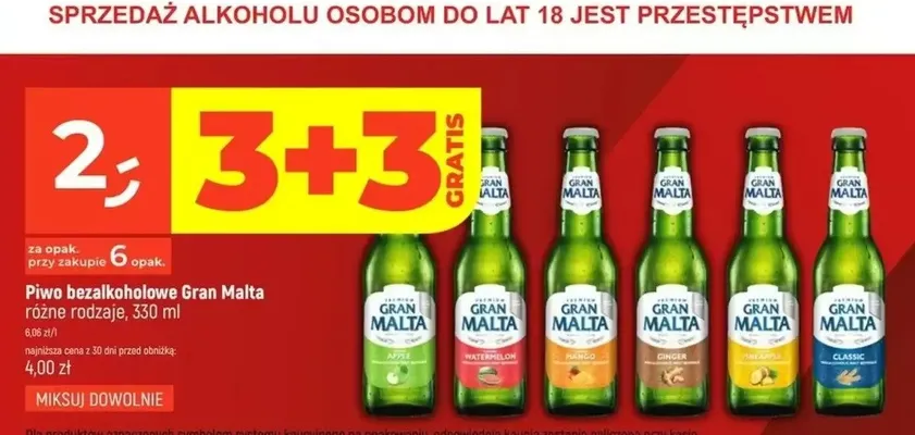 Piwo bezalkoholowe Gran Malta Classic 330 ml promocja w Dealz