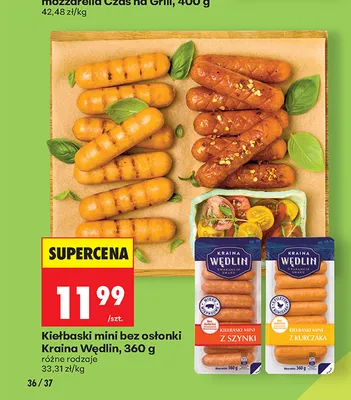 Kiełbaski mini bez osłonki z szynki Kraina Wędlin promocja w Biedronka