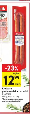 Kiełbasa podwawelska z szynki Olewnik promocja w Intermarche