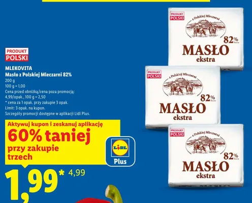 Masło z Polskiej Mleczarni 82% Mlekovita promocja w Lidl