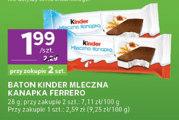 Baton Kinder Mleczna Kanapka Ferrero promocja w Stokrotka