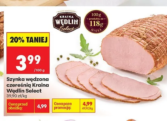 Szynka wędzona czereśnią Kraina Wędlin Select promocja w Biedronka