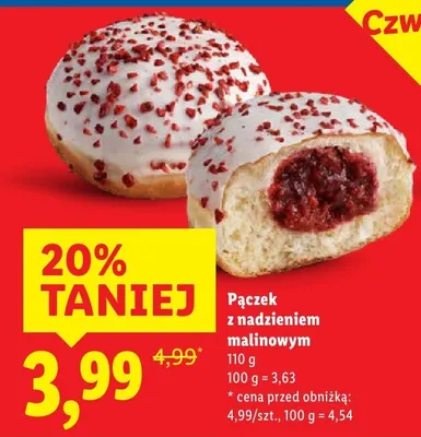 Pączek z nadzieniem malinowym promocja w Lidl