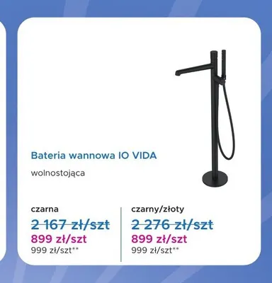 Bateria wannowa IO Vida wolnostojąca czarno-złota promocja w Blu Salony Łazienek