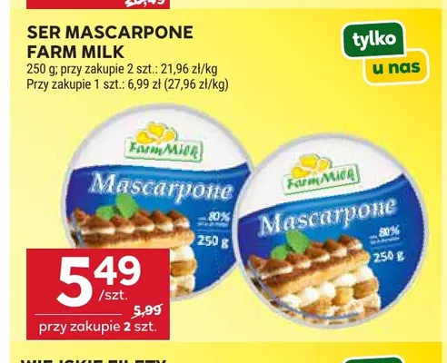 Ser mascarpone Farm Milk promocja w Stokrotka