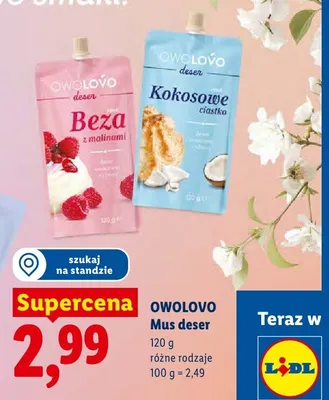 Mus deserowy Owolovo Kokosowe ciastko promocja w Lidl
