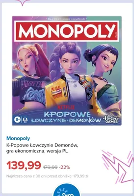 Gra Monopoly K-Popowe Łowczynie Demonów gra ekonomiczna wersja PL promocja w Smyk