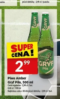 Piwo Amber Gryf Pils 500 ml promocja w Twój Market