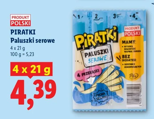 Paluszki serowe Piratki 4-pak promocja w Lidl