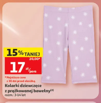 Kolarki dziewczęce z prążkowanej bawełny Inextenso promocja w Auchan