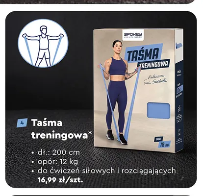 Taśma treningowa Spokey dł. 200 cm opór 12 kg promocja w Biedronka