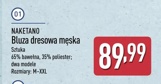 Bluza dresowa męska Naketano promocja w Aldi