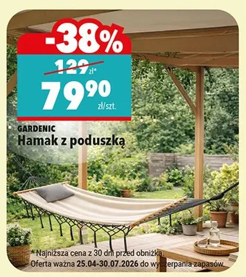 Hamak z poduszką Gardenic promocja w Biedronka