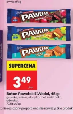 Baton Pawełek E.Wedel o smaku gruszki promocja w Biedronka
