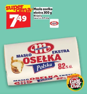 Masło osełka ekstra Polska 82% Mlekovita promocja w TOPAZ