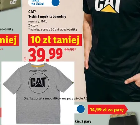 T-shirt męski z bawełny CAT promocja w Lidl