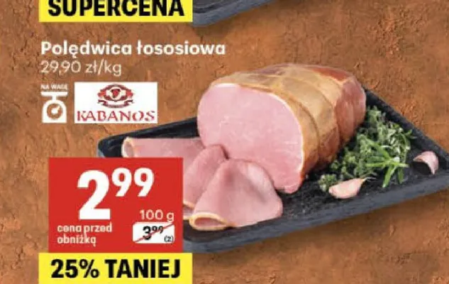 Polędwica łososiowa Kabanos promocja w Delikatesy Centrum