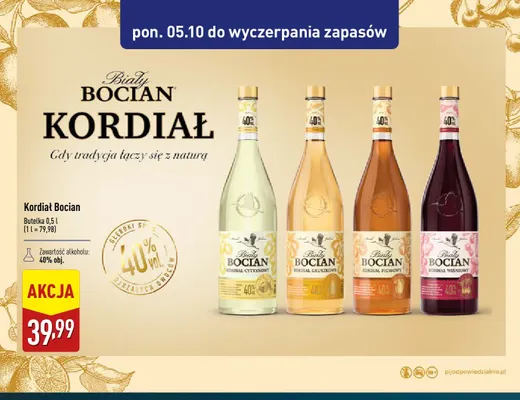 Kordiał pigwowy Biały Bocian promocja w Aldi