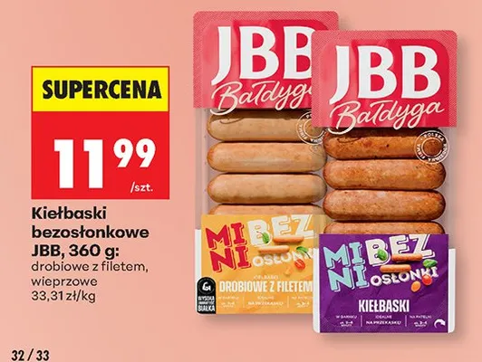 Kiełbaski bezosłonkowe wieprzowe promocja w Biedronka
