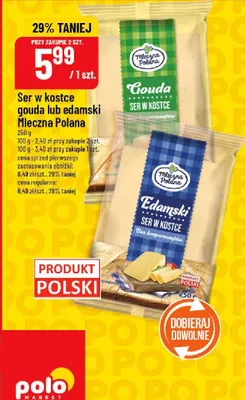 Ser w kostce gouda lub edamski promocja w POLOmarket