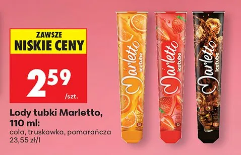 Lody tubki cola promocja w Biedronka