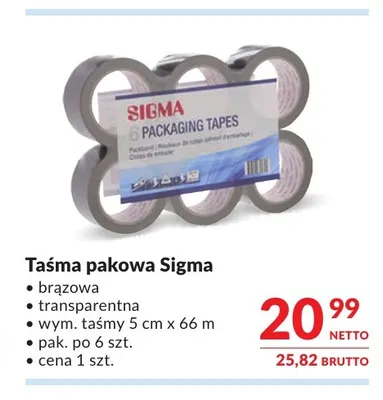 Taśma pakowa Sigma 6-pak promocja w Makro