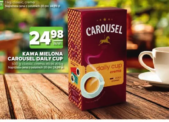 Kawa mielona Carousel Daily Cup crema promocja w Stokrotka